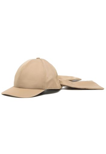 sacai bow-detail embroidered-logo cap - Marrone