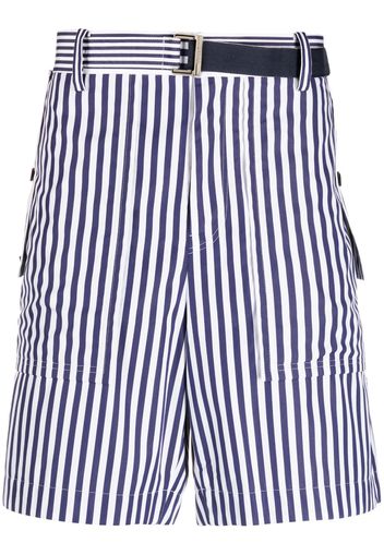 sacai vertical-stripe print cotton shorts - Bianco