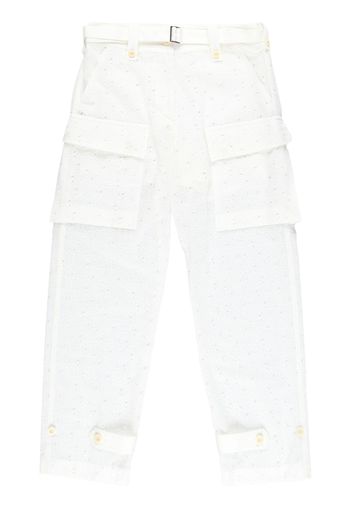 sacai logo-embroidery trousers - Bianco