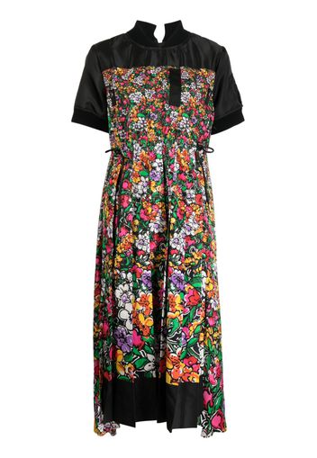 sacai floral-print midi dress - Nero