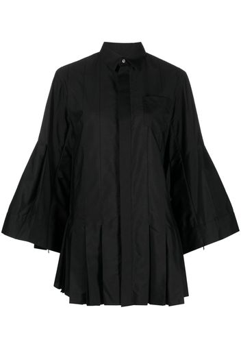 sacai pleated long-sleeve poplin shirt - Nero