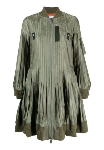 sacai pleated oversized coat - Verde