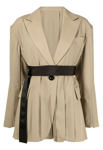 sacai pleated single-breasted blazer - Toni neutri