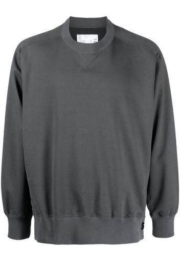 sacai S logo-plaque cotton sweatshirt - Grigio