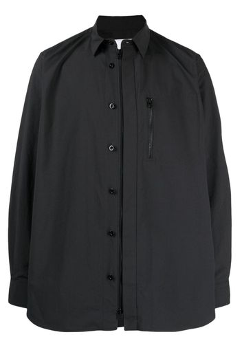 sacai long-sleeved zip-up shirt - Nero