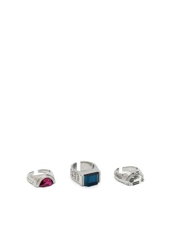 sacai logo-debossed rings (set of three) - Argento