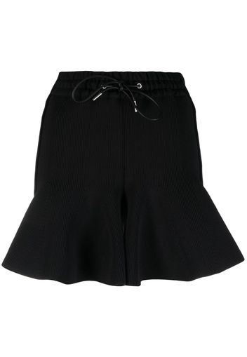 sacai ruffled-trim knitted mini skirt - Nero