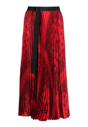 sacai graphic-print fully-pleated skirt - Rosso