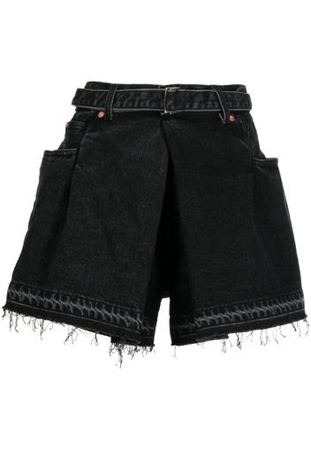 sacai frayed-edge cotton shorts - Nero