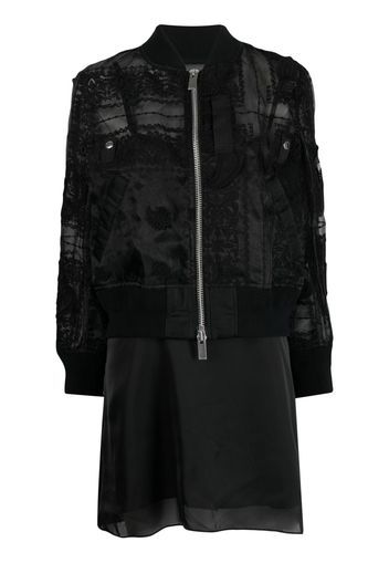 sacai embroidered bomber slip dress set - Nero