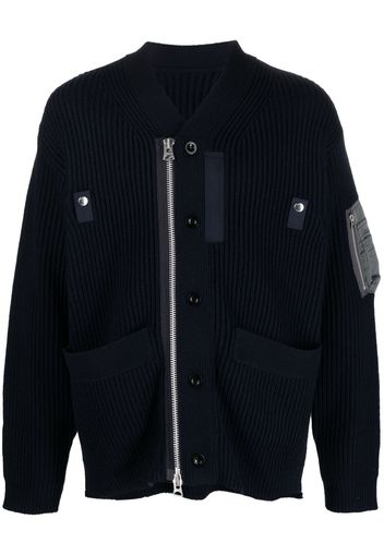 sacai Cardigan asimmetrico con zip - Blu