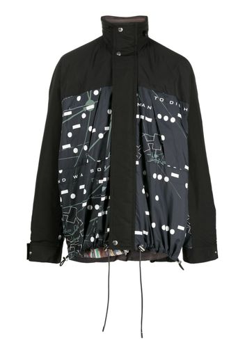 sacai graphic-print drawstring lightweight jacket - Nero