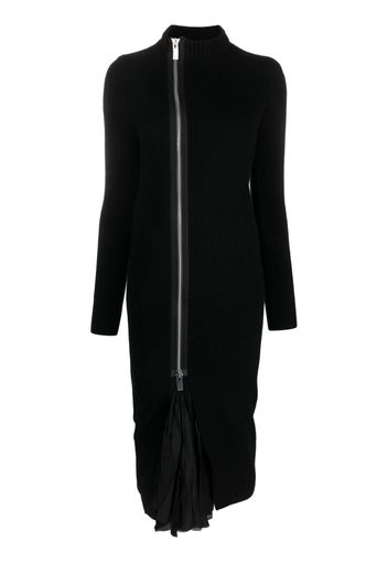 sacai zip-up wool midi dress - Nero