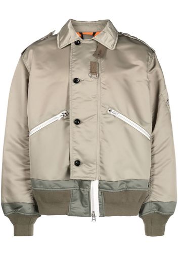 sacai off-centre button-fastening bomber jacket - Verde