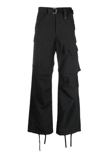 sacai tapered-leg belted drawstring trousers - Nero