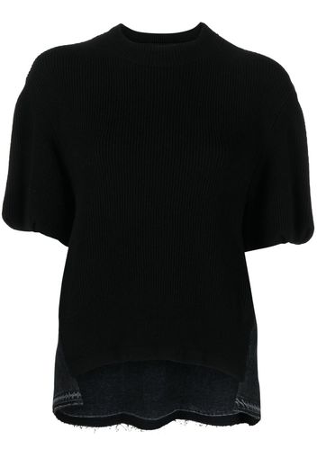 sacai T-shirt con orlo asimmetrico - Nero