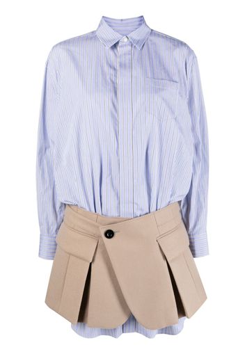 sacai striped skirt-overlay shirtdress - Blu