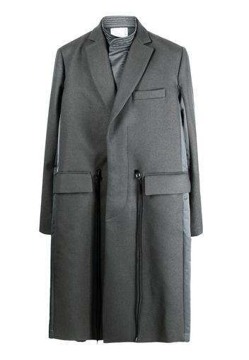 sacai drawstring wool trench coat - Grigio