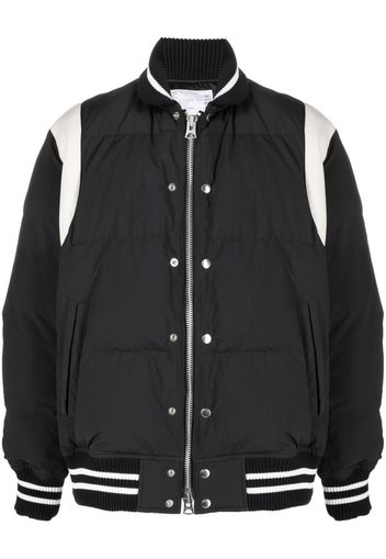 sacai striped-edge padded bomber jacket - Nero