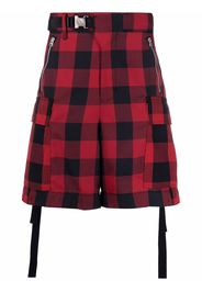 sacai check-print belted cargo shorts - Rosso