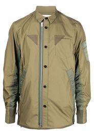 sacai colour-block panelled shirt jacket - Verde