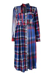 sacai check-print shirt midi-dress - Blu