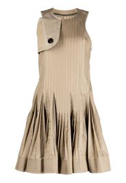 sacai storm-flap pleated-skirt dress - Marrone