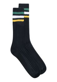 sacai striped-trim ribbed socks - Blu