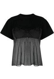 sacai flared semi-sheer T-shirt - Nero