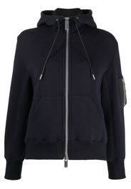 sacai zip-up jersey hoodie - Blu