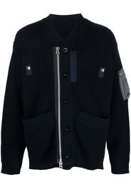 sacai Cardigan asimmetrico con zip - Blu