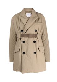 sacai double-breasted padded trench coat - Toni neutri