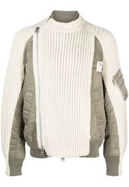 sacai waffle-knit high-neck padded jacket - Verde