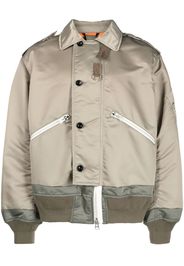 sacai off-centre button-fastening bomber jacket - Verde