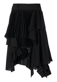 sacai asymmetric pleated skirt - Nero