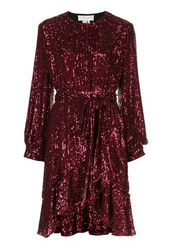 sequin asymmetric belted dress