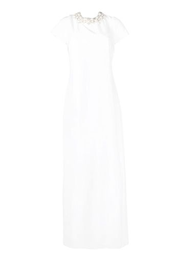 Sachin & Babi Petra pearl-embellished neckline gown - Bianco