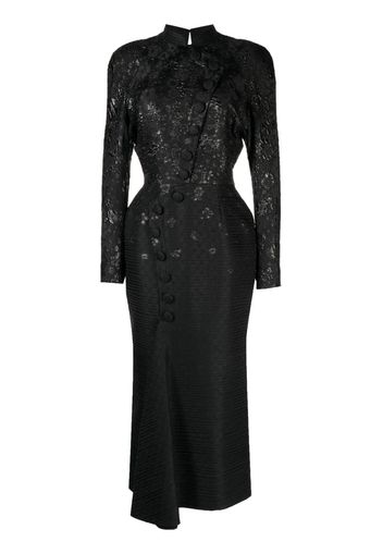 Saiid Kobeisy brocade-effect long-sleeve dress - Nero