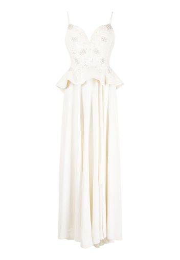 Saiid Kobeisy peplum beaded crepe dress - Bianco