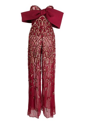 Saiid Kobeisy beaded off-shoulder jumpsuit - Rosso