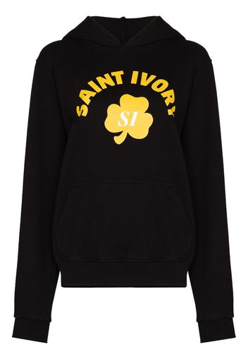 Saint Ivory NYC clove logo print hoodie - Nero