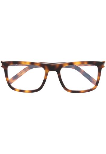 Saint Laurent Eyewear tortoiseshell-effect square-frame glasses - Marrone