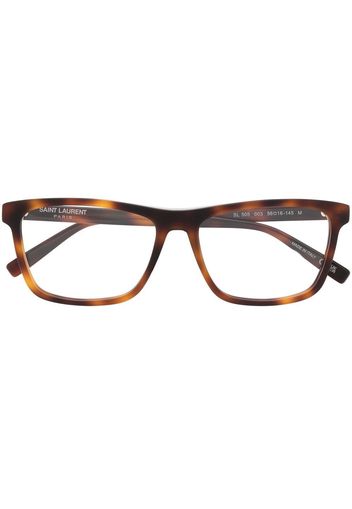 Saint Laurent Eyewear Occhiali squadrati con effetto tartarugato - Marrone