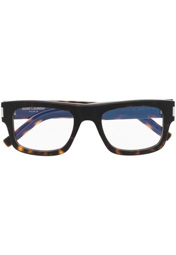 Saint Laurent Eyewear logo tortoiseshell-detail glasses - Marrone