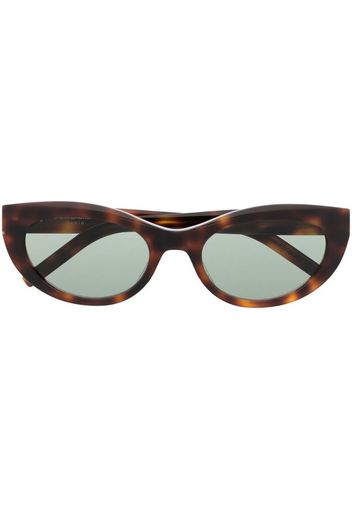 Saint Laurent Eyewear tortoiseshell logo-plaque sunglasses - Marrone