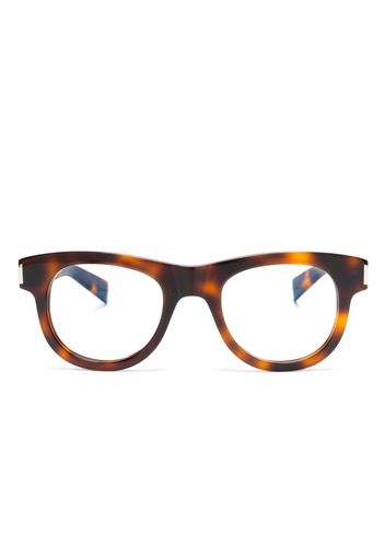 Saint Laurent Eyewear tortoiseshell-effect round-frame glasses - Marrone