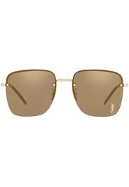 Saint Laurent Eyewear monogram square half-rim sunglasses - Oro