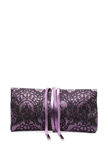 Saint Laurent Pre-Owned lace-overlay clutch bag - Viola