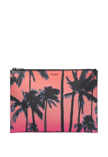 Pink Palm tree print pouch