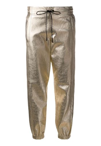 metallic track pants